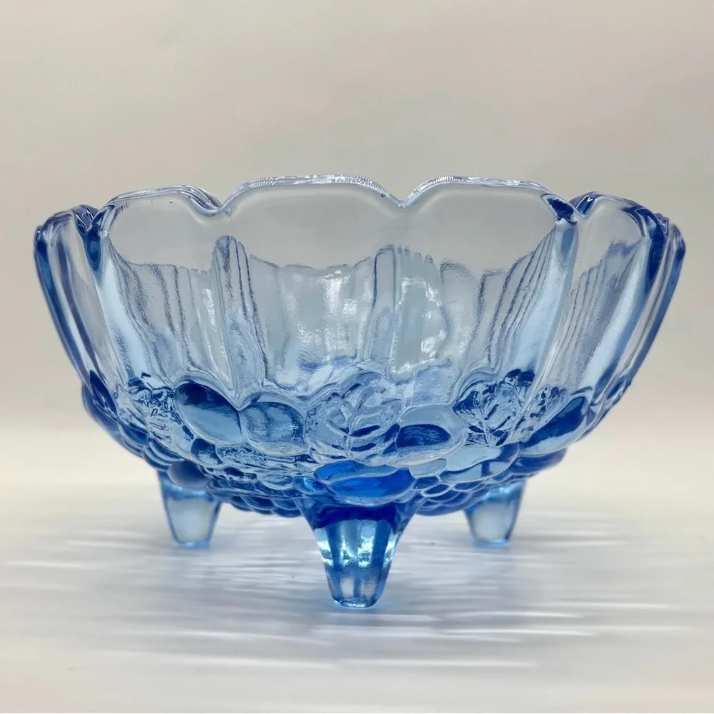 Indiana Glass “Garland” Footed Oval Bowl Riviera Blue - Picture 2 of 7